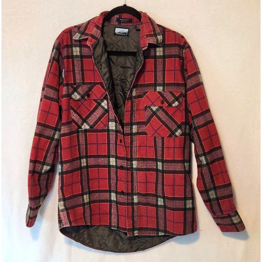 Vintage Fieldmaster Perma-Prest Quilted Lined Plaid Flannel Shirt Jacket